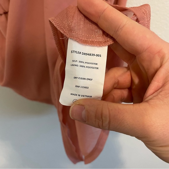 Lush Dusty Rose Mini Dress Large Spaghetti Strap Flowy Babydoll Dress - Picture 8 of 11